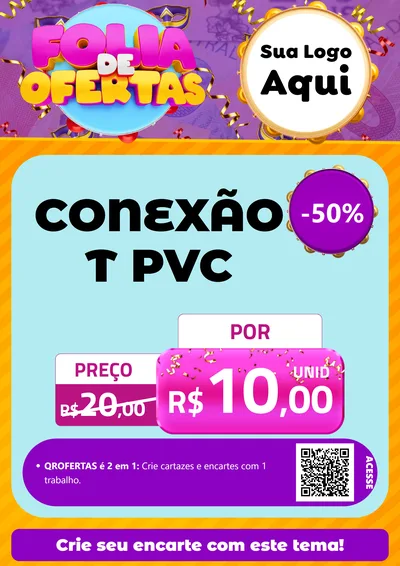 Modelo de Cartaz para Cartaz A4 Vertical com o tema Folia de Ofertas para Tubos e conexões