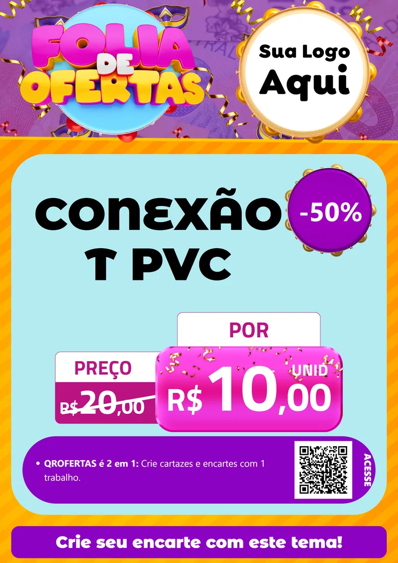 Modelo de Cartaz para Cartaz A4 Vertical com o tema Folia de Ofertas para Tubos e conexões