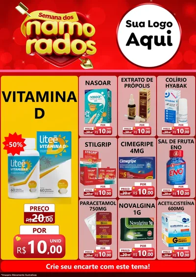 Modelo de Encarte para Encarte A4 Vertical com o tema Semana dos namorados para Farmácia