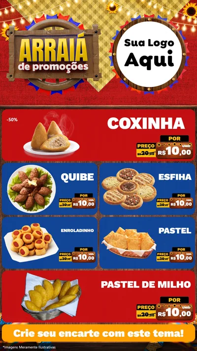 Modelo de TV para TV Vertical com o tema Arraiá de Promoções para Salgadaria