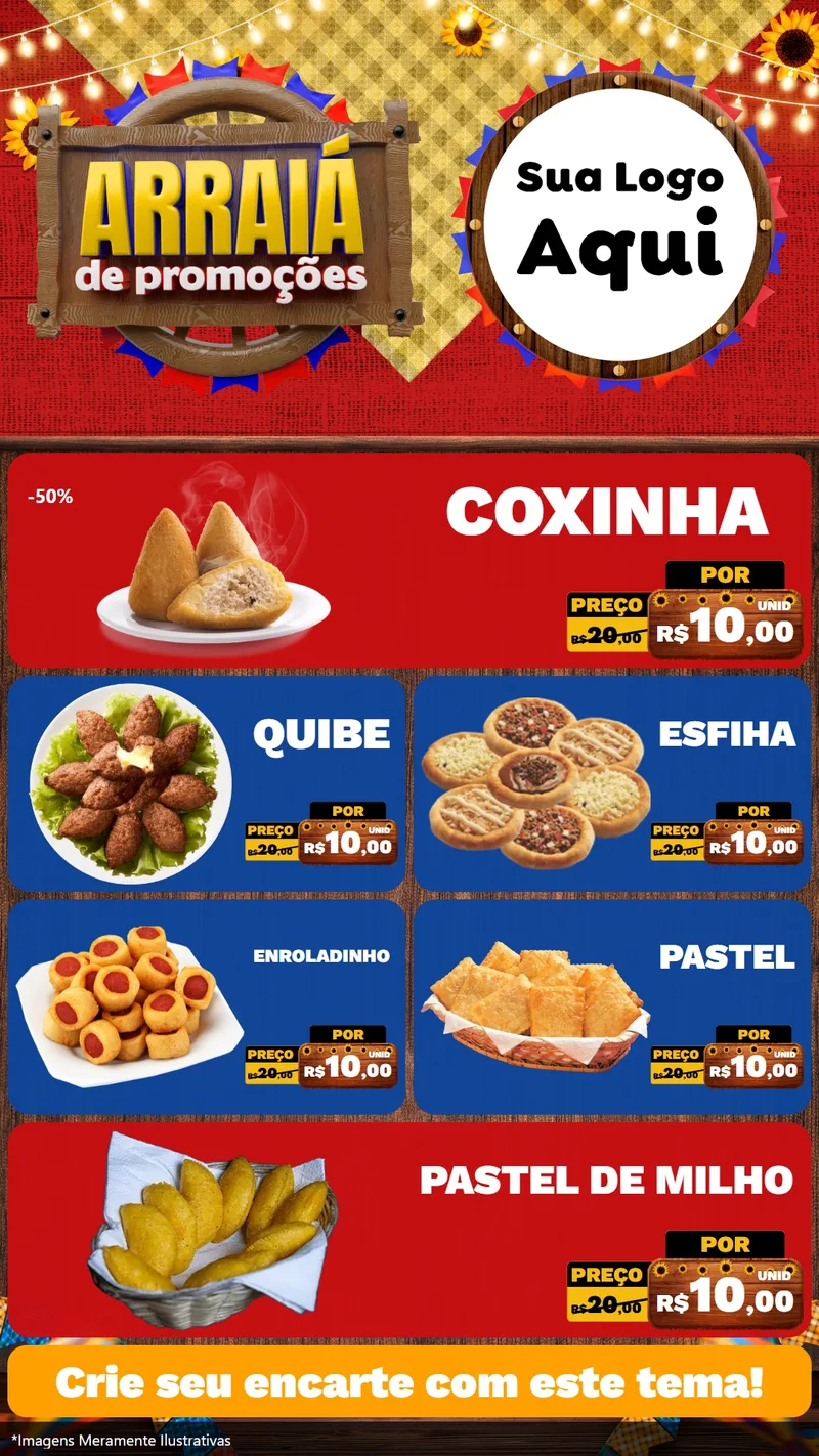 Modelo de TV para TV Vertical com o tema Arraiá de Promoções para Salgadaria