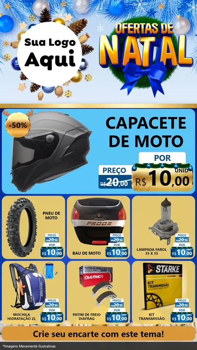 Modelo de Rede Social para Stories com o tema Ofertas de Natal para Moto peças