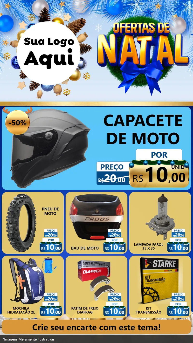 Modelo de Rede Social para Stories com o tema Ofertas de Natal para Moto peças