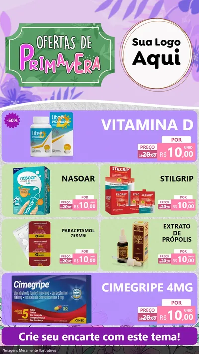 Modelo de TV para TV Vertical com o tema Ofertas de Primavera para Farmácia