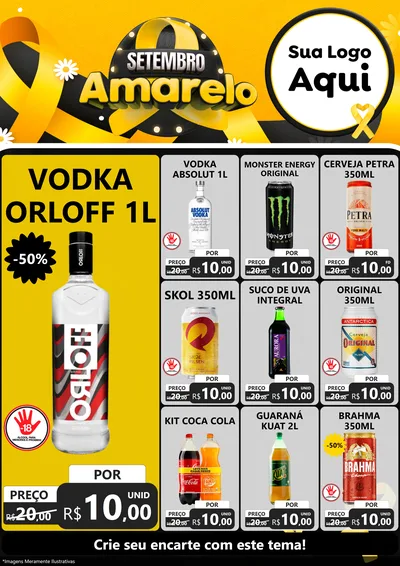 Modelo de Encarte para Encarte A4 Vertical com o tema Setembro Amarelo para Distribuidora de bebidas