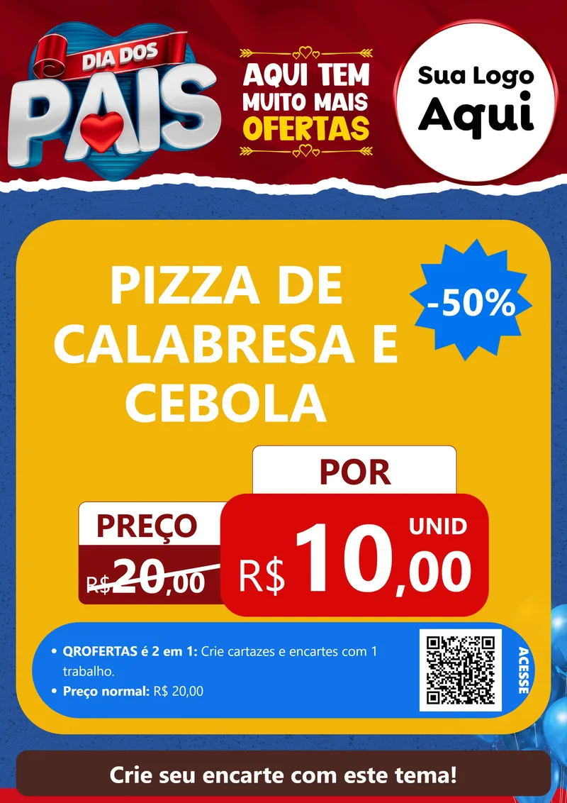 Modelo de Cartaz para Cartaz A4 Vertical com o tema Dia dos Pais para Pizzaria