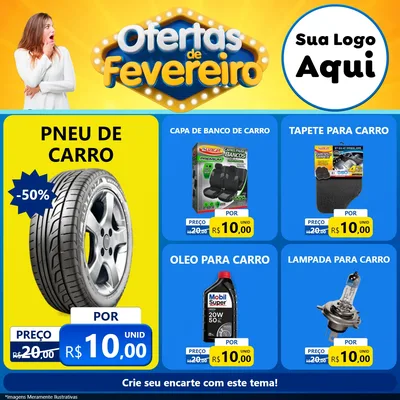 Modelo de Rede Social para Feed Facebook com o tema Ofertas de Fevereiro para Auto peças
