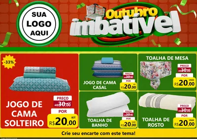 Modelo de Encarte para Encarte A4 Horizontal com o tema Outubro Imbatível para Cama, Mesa e Banho