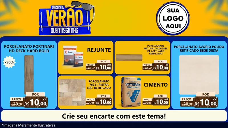Modelo de TV para TV Horizontal com o tema Ofertas de Verão Quentíssimas para Pisos e revestimentos