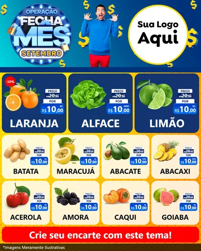 Modelo de Rede Social para Feed Instagram com o tema Operação Fecha Mês Setembro para Hortifrúti