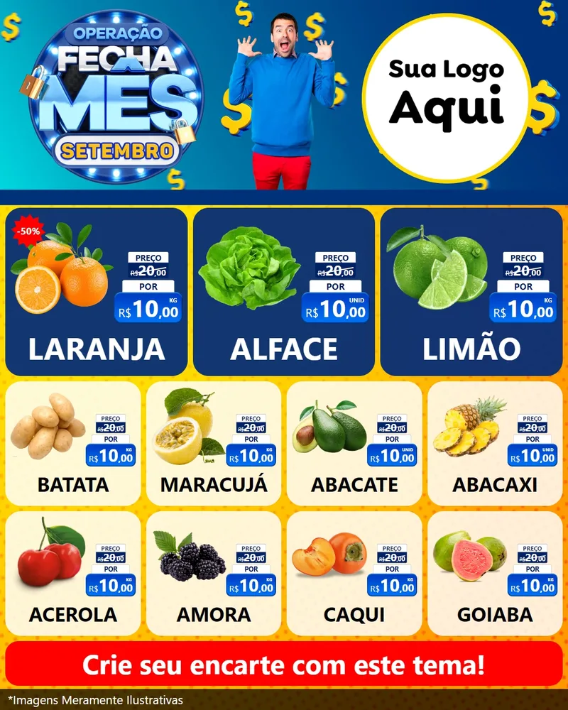 Modelo de Rede Social para Feed Instagram com o tema Operação Fecha Mês Setembro para Hortifrúti
