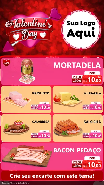 Modelo de TV para TV Vertical com o tema Valentine's Day para Frios e Laticínios