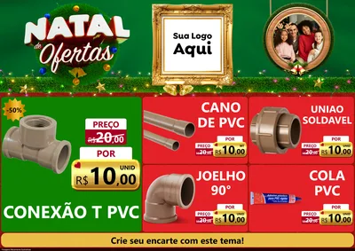 Modelo de Encarte para Encarte A4 Horizontal com o tema Natal de Ofertas para Tubos e conexões