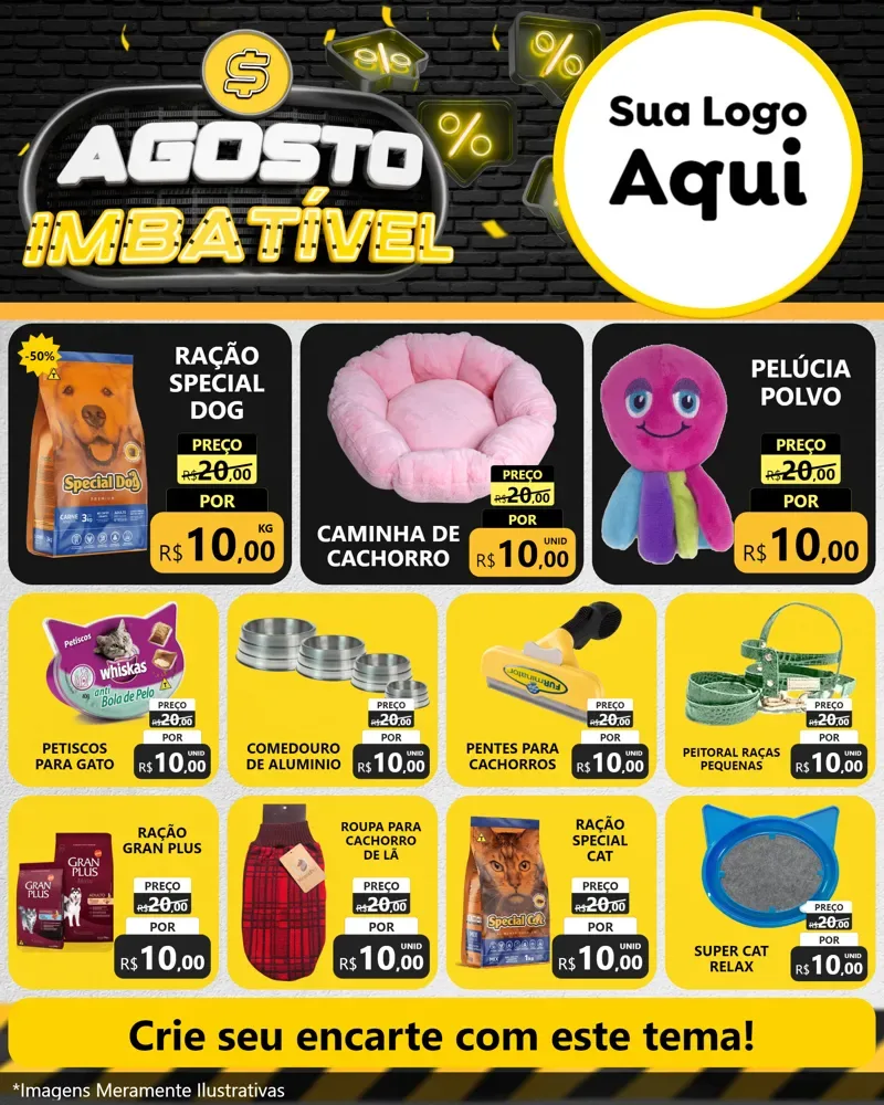 Modelo de Rede Social para Feed Instagram com o tema Agosto Imbatível para Pet Shop