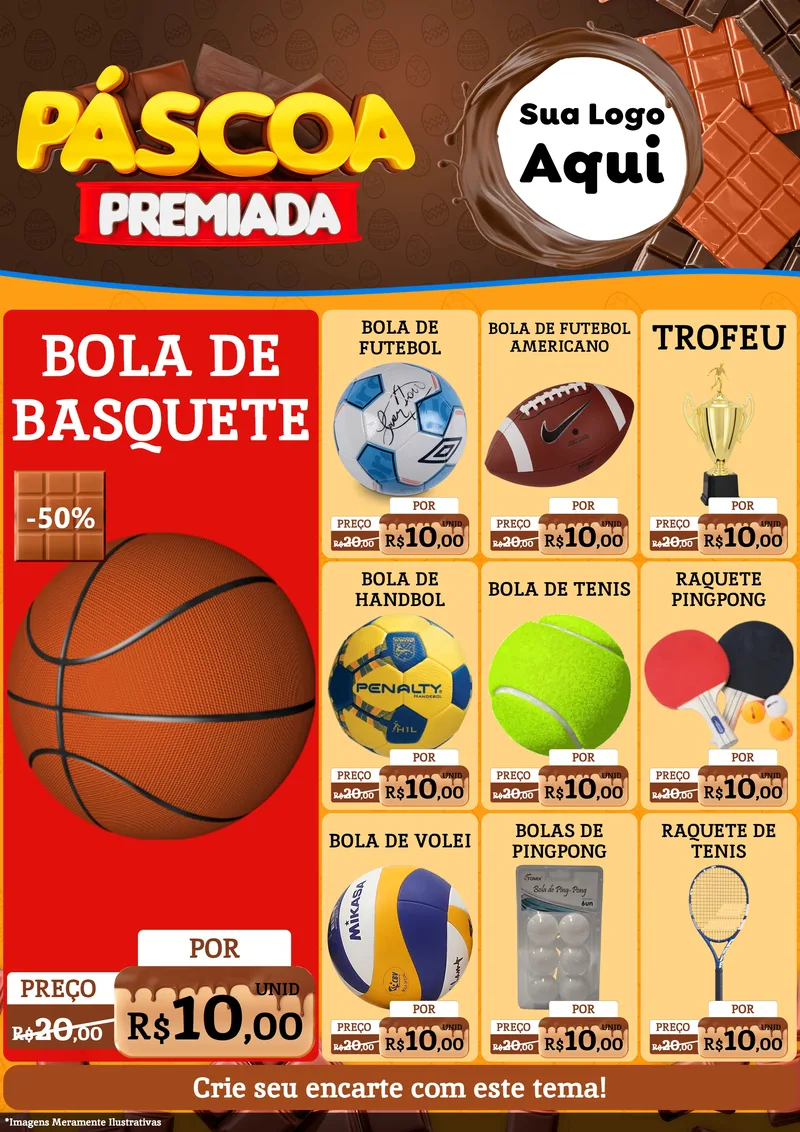 Modelo de Encarte para Encarte A4 Vertical com o tema Páscoa Premiada para Artigos Esportivos