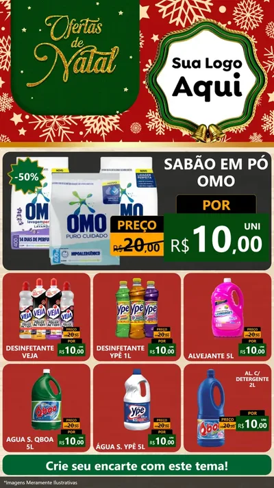 Modelo de Rede Social para Stories com o tema Natal de Ofertas para Produtos de Limpeza