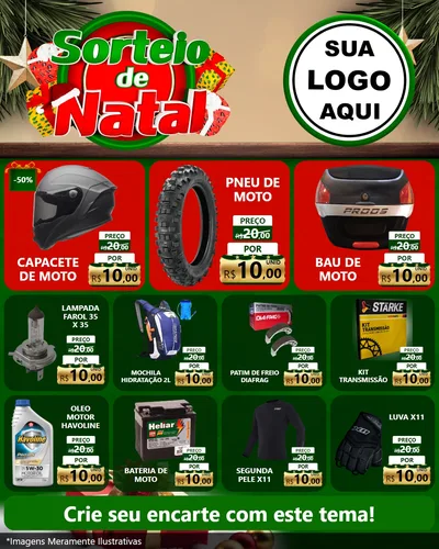 Modelo de Rede Social para Feed Instagram com o tema Sorteio de Natal para Moto peças