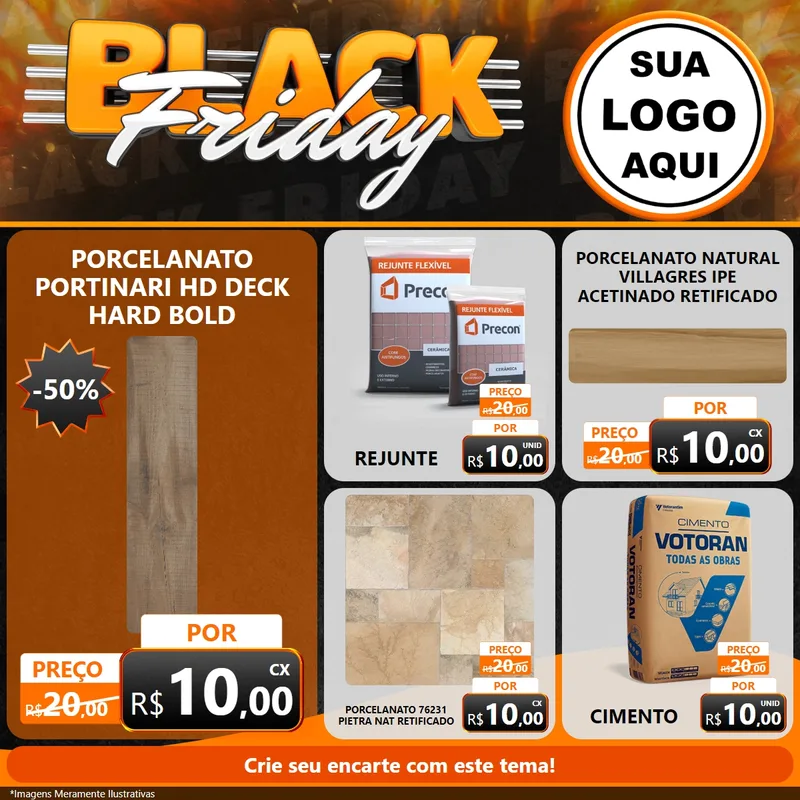 Modelo de Rede Social para Feed Facebook com o tema Black Friday para Pisos e revestimentos