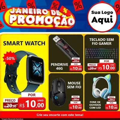 Modelo de Rede Social para Feed Facebook com o tema Janeiro de Promoção para Informática