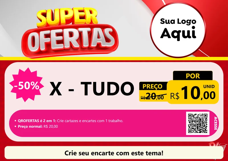 Modelo de Cartaz para Cartaz A4 Horizontal com o tema Super Ofertas para Hamburgueria