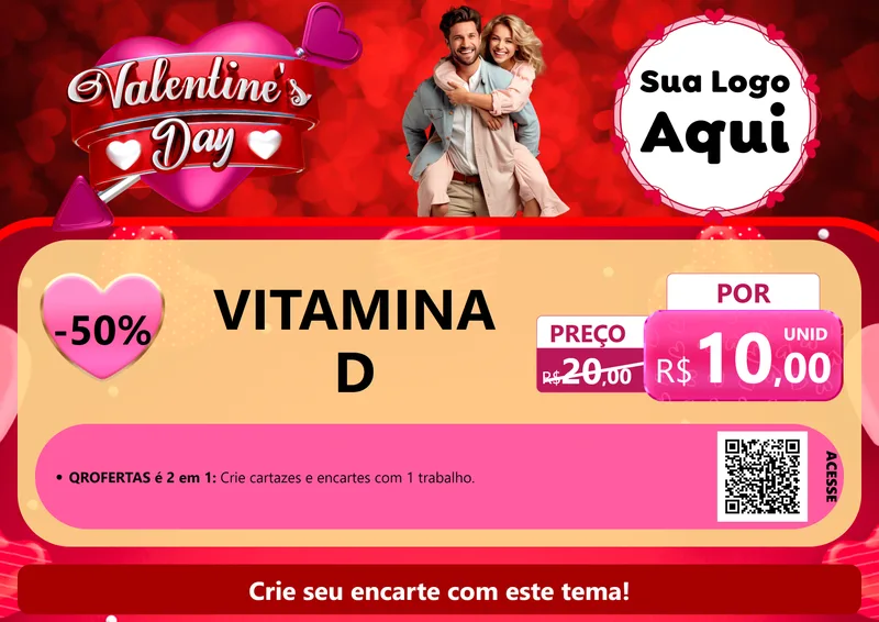Modelo de Cartaz para Cartaz A4 Horizontal com o tema Valentine's Day para Farmácia