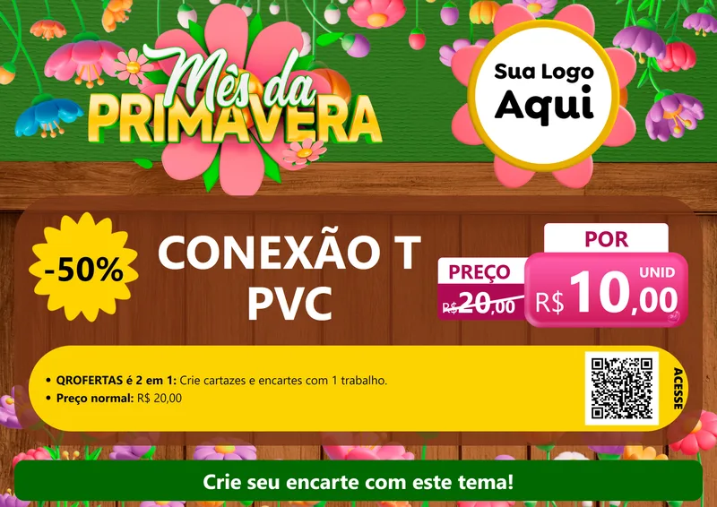 Modelo de Cartaz para Cartaz A4 Horizontal com o tema Mês da Primavera para Tubos e conexões