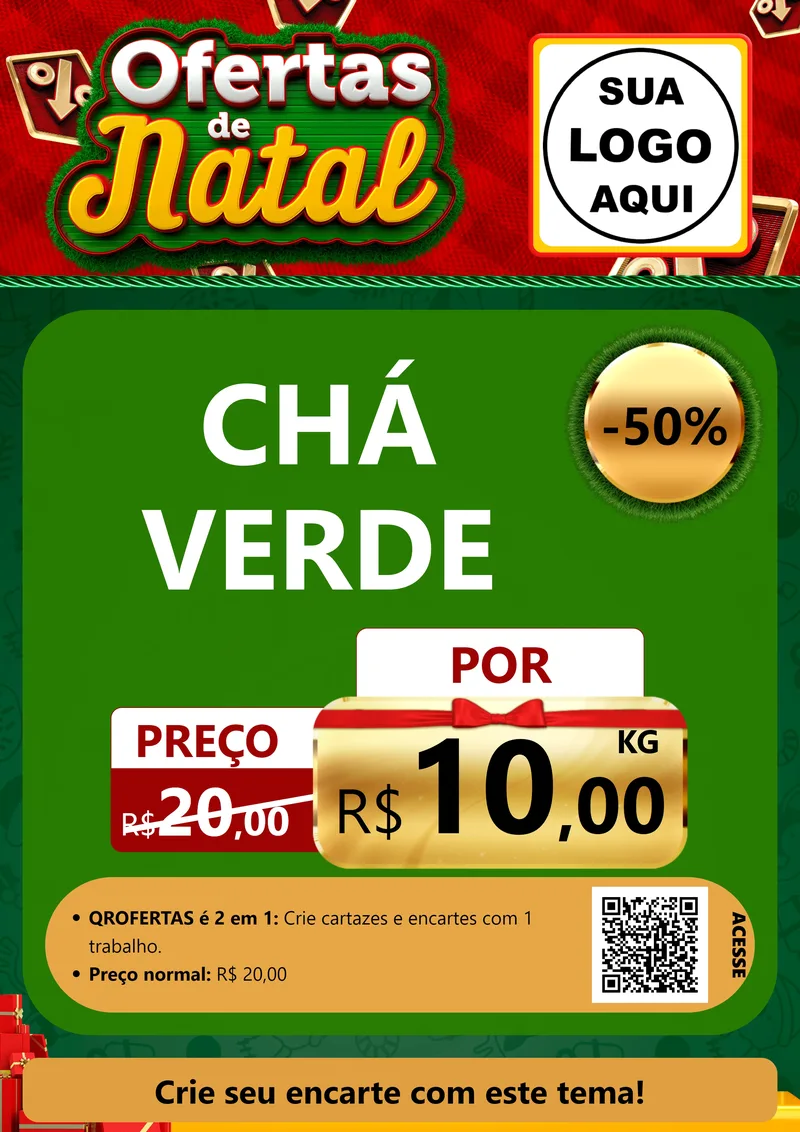 Modelo de Cartaz para Cartaz A4 Vertical com o tema Ofertas de Natal para Produtos Naturais