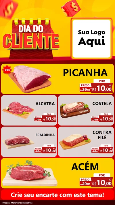 Modelo de TV para TV Vertical com o tema Dia do Cliente para Açougue