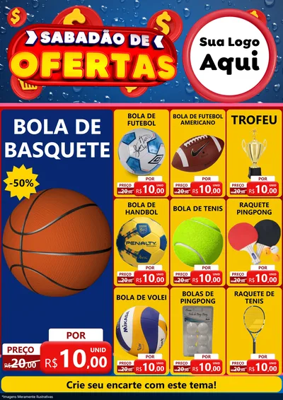 Modelo de Encarte para Encarte A4 Vertical com o tema Sabadão de Ofertas para Artigos Esportivos