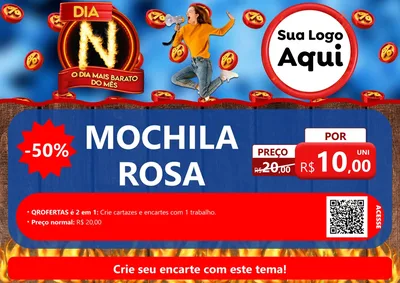Modelo de Cartaz para Cartaz A4 Horizontal com o tema Dia N - O Dia Mais Barato Do Mês para Papelaria