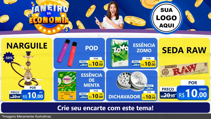 Modelo de TV para TV Horizontal com o tema Janeiro da Economia para Tabacaria