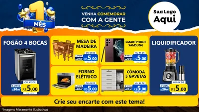 Modelo de TV para TV Horizontal com o tema Um Mês de Aniversário para Móveis e Eletro