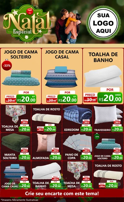 Modelo de Encarte para Encarte Grande com o tema Natal Especial para Cama, Mesa e Banho