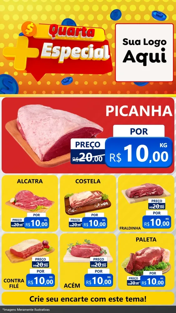 Modelo de Rede Social para Stories com o tema Quarta Mais Especial para Açougue