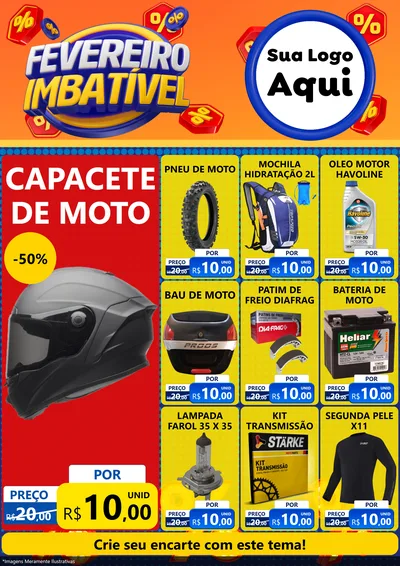 Modelo de Encarte para Encarte A4 Vertical com o tema Fevereiro Imbatível para Moto peças
