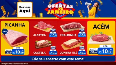 Modelo de TV para TV Horizontal com o tema Ofertas de Janeiro para Açougue