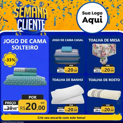 Modelo de Rede Social para Feed Facebook com o tema Semana do Cliente para Cama, Mesa e Banho
