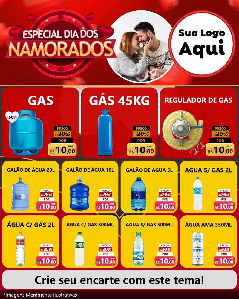 Modelo de Rede Social para Feed Instagram com o tema Especial Dia Dos Namorados para Água e gás