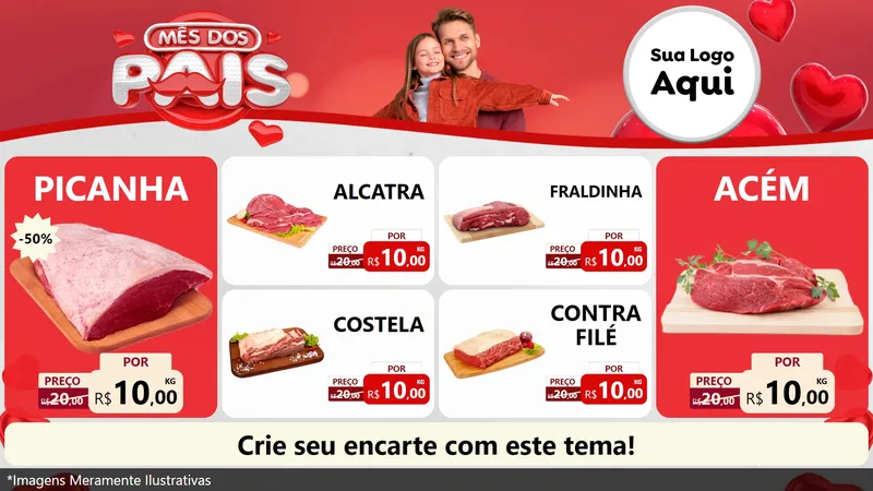 Modelo de TV para TV Horizontal com o tema Mês dos Pais para Açougue