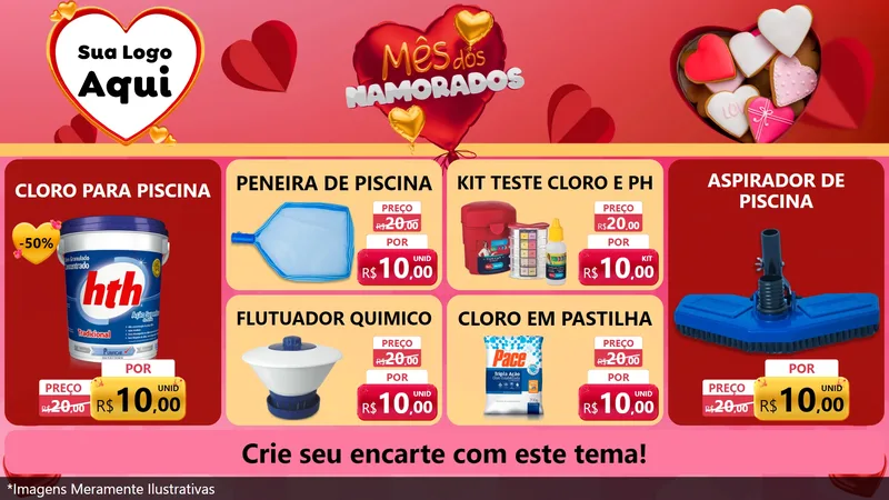 Modelo de TV para TV Horizontal com o tema Mês dos Namorados para Produtos para Piscina