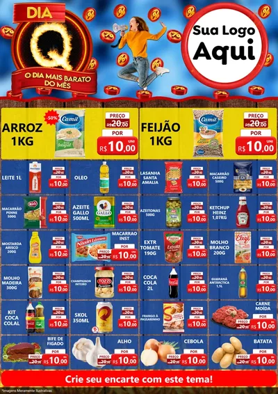 Modelo de Encarte para Encarte A4 Vertical com o tema Dia Q - O Dia Mais Barato Do Mês para Supermercado