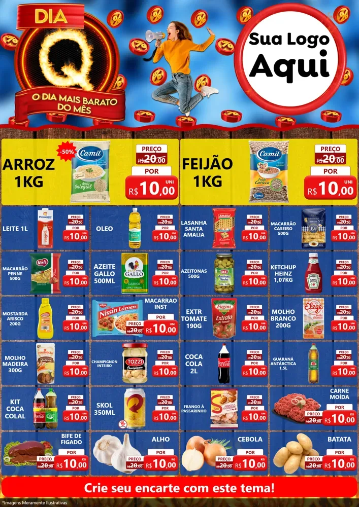 Modelo de Encarte para Encarte A4 Vertical com o tema Dia Q - O Dia Mais Barato Do Mês para Supermercado