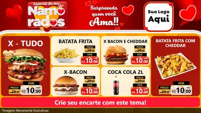 Modelo de TV para TV Horizontal com o tema Especial Dia dos Namorados para Hamburgueria