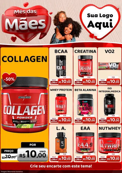 Modelo de Encarte para Encarte A4 Vertical com o tema Mês das Mães para Suplementos alimentares