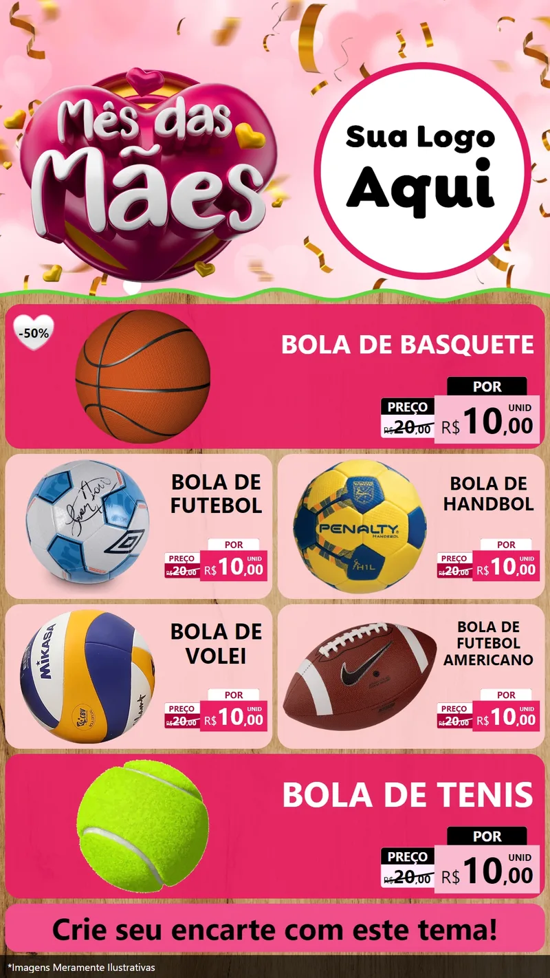 Modelo de TV para TV Vertical com o tema Mês das Mães para Artigos Esportivos