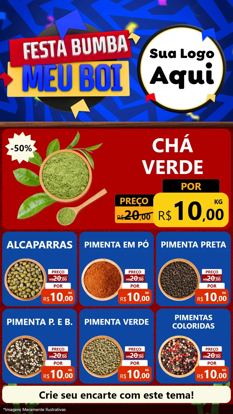 Modelo de Rede Social para Stories com o tema Festa Bumba meu Boi para Produtos Naturais