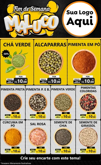 Modelo de Encarte para Encarte Grande com o tema Fim de Semana Maluco para Produtos Naturais
