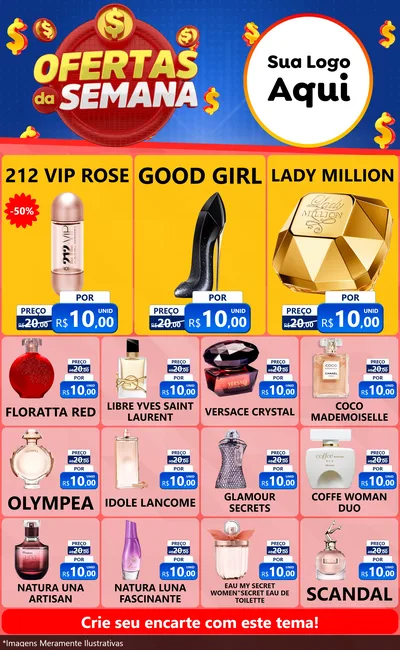 Modelo de Encarte para Encarte Grande com o tema Ofertas Da Semana para Perfumes