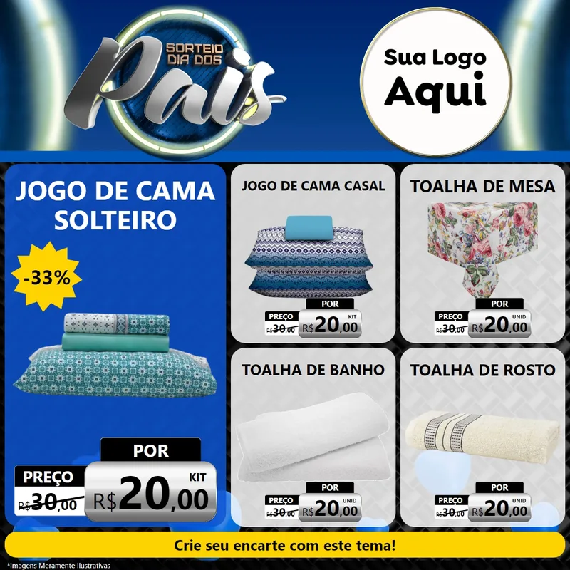 Modelo de Rede Social para Feed Facebook com o tema Sorteio Dia Dos Pais para Cama, Mesa e Banho