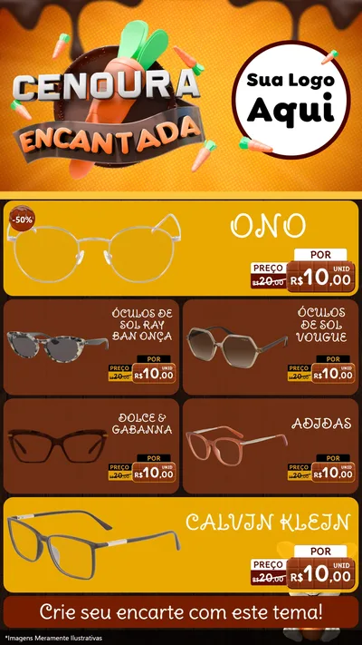 Modelo de TV para TV Vertical com o tema Cenoura Encantada - Páscoa para Óticas